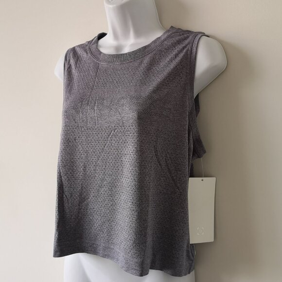 NWT LULULEMON SEAWHEEZE Grey LTWT Swiftly Breathe Crop Tank Top Size 10, 12 - Picture 2 of 10
